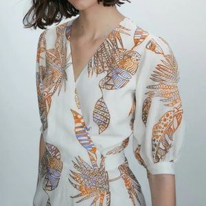 Massimo Dutti linen wrap dress